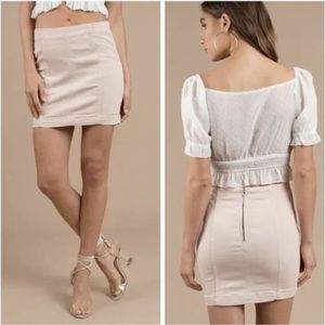 FREE People Modern Femme Seamed Mini Skirt High Waisted Stretchy Cream Size 4